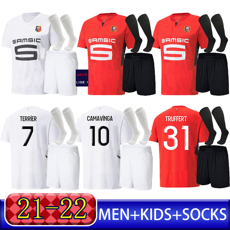 

21 22 Stade Rennais Soccer Jersey 120th Anniversary FC Rennes maillots de foot 2021 2022 CAMAVINGA BOURIGEAUD RAPHINHA NIANG HUNOU GRENIER Men kids+Socks, 208