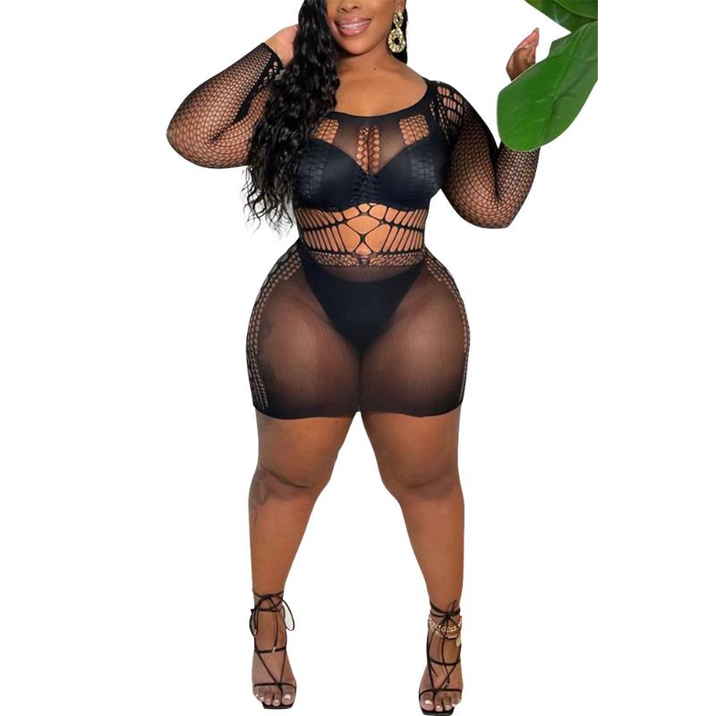 

Casual Dresses Long Sleeve Womens Sexy Mini Dress Short Fashion Tight Slim Vestidos Clothing Bodycon Black See Through Hole