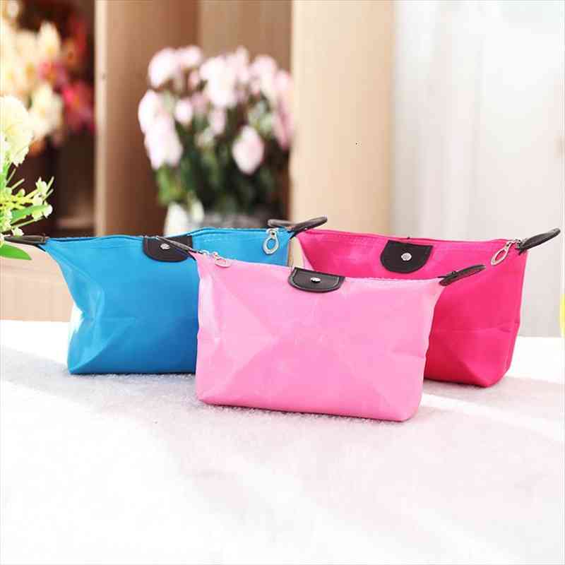 

handbag style travel wash storage cosmetic bag dumpling foldable nylon pure color contracted present portable and practical
