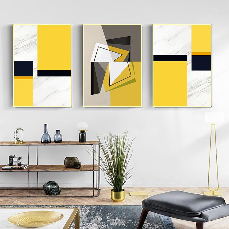 

Paintings Yellow White Black Abstract Canvas Art Painting Solid Geometry Print Poster Picture Office Wall Decor Bedroom
