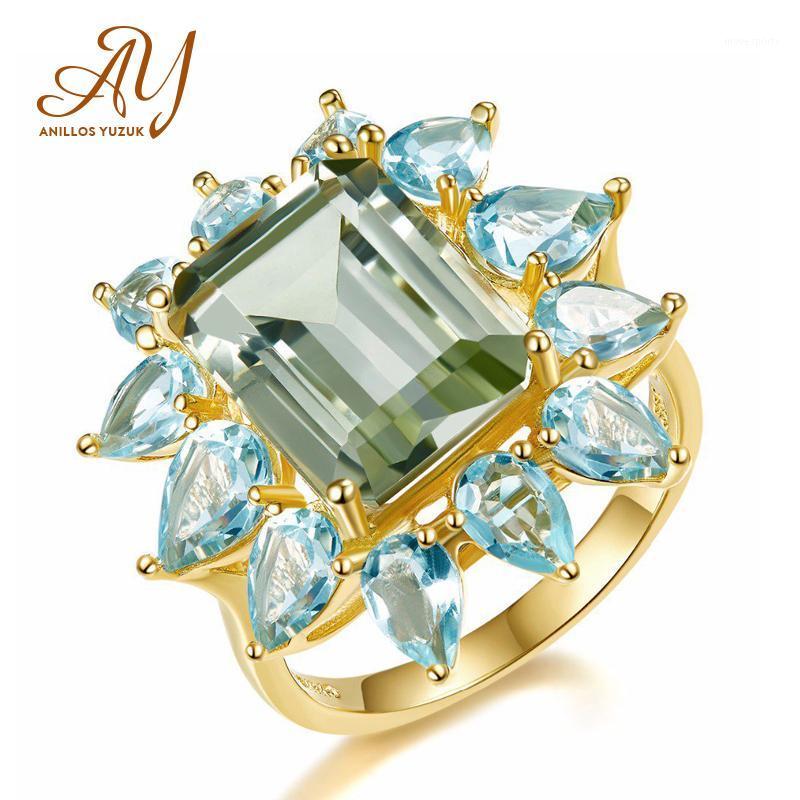 

Cluster Rings Anillos Yuzuk Silver 925 Jewelry Ring Sea Blue Zircon Crystal For Women Wedding Party Gold Female Gifts1