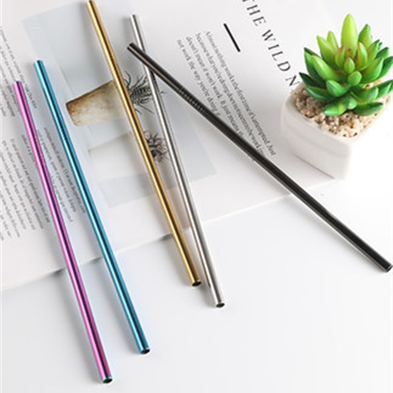 

304 stainless steel straw recycling drinking tube group colorful straw outdoor portable 6 cm 26.5cm straight