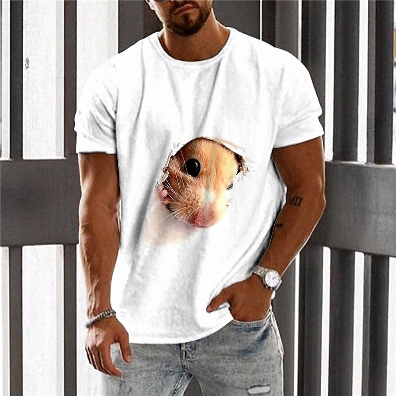 Men's Unisex T shirt 3D Print Graphic Prints Animal Crew Neck Street Daily Print Short Sleeve Tops Casual Designer Big and Tall Sports White