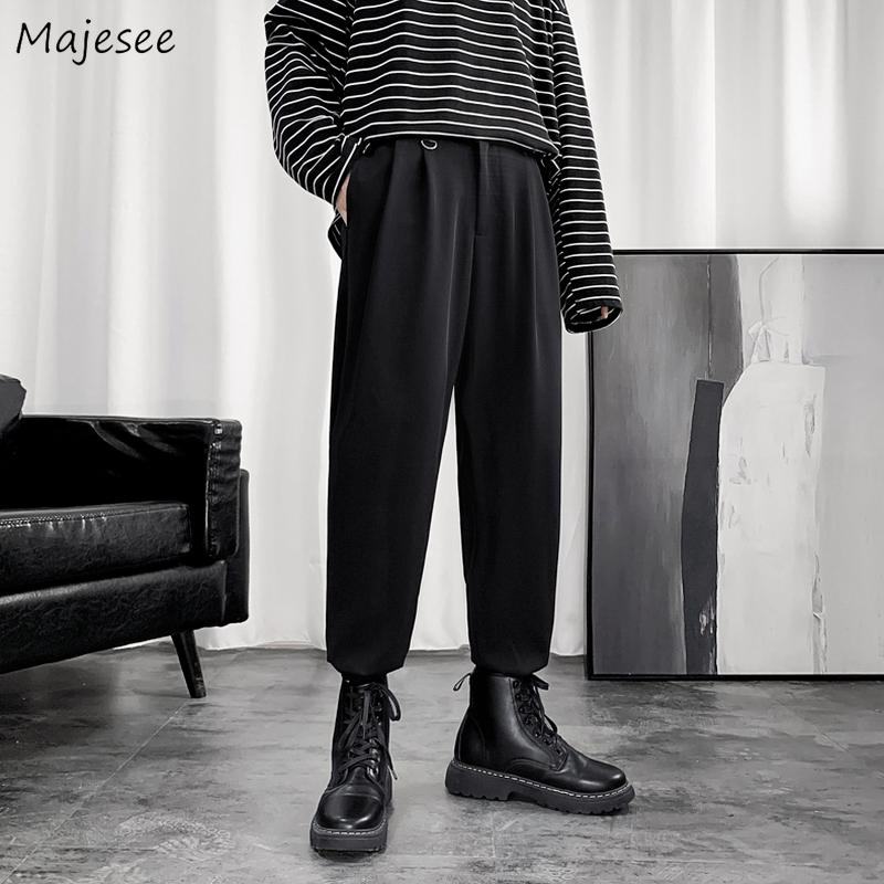 

Men's Pants Men Ankle-length Bundle Feet High Street Plus Size S-3XL Solid Draped Pleated Casual Japan Style Trousers Dark Academia, Black