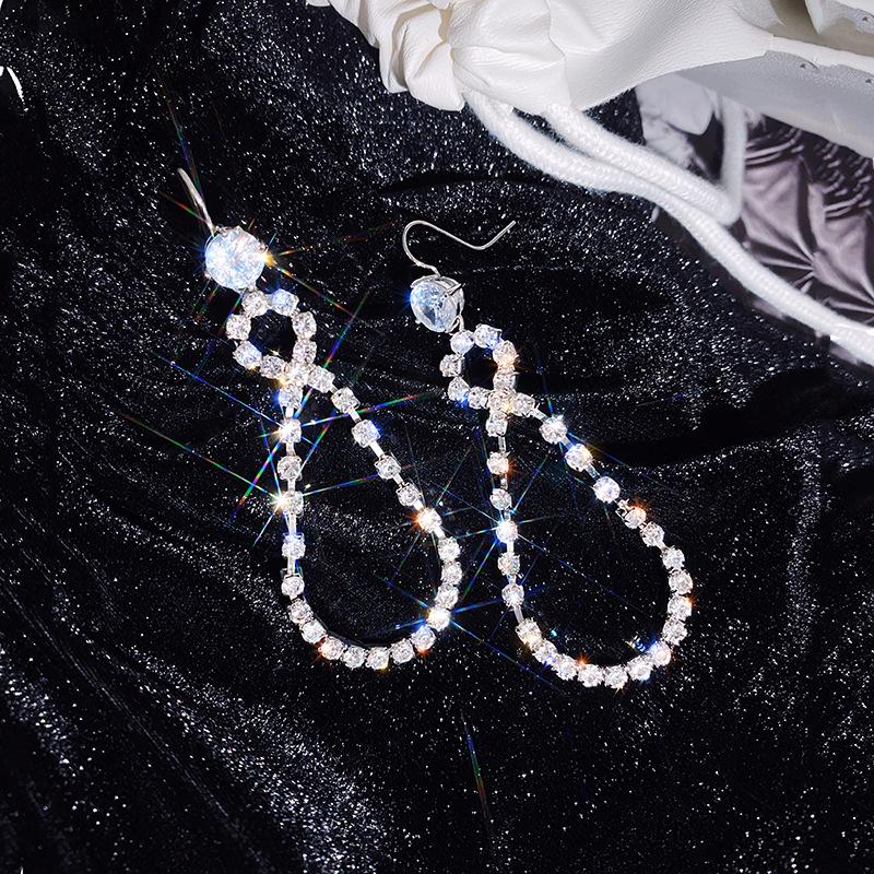 

Dangle & Chandelier 7.9cm Height Big Hollow Water Drop Crystal Earrings For Women Classic Trendy Bijoux Fine Gift