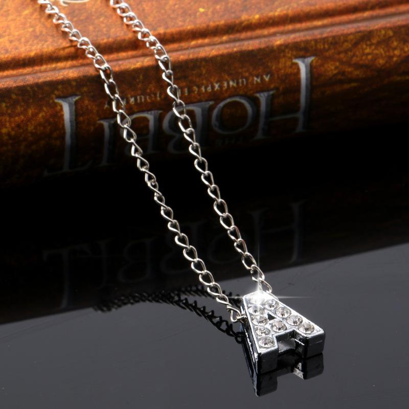 

pendant necklaces silver short choker crystal personal 26 english letters name necklace pretty fine jewelry wholesale chain tkhe 9p0o
