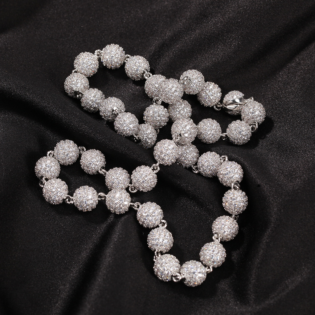 

Mens Hip Hop Gold Necklace Jewelry Iced Out Round Bead Chain Fashion Silver Pink Chains Necklaces