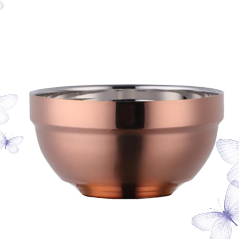 

Stainless Steel Bowl Double-layer Insulation Household Thicken Anti-fall Snack (Golden Adult Style) Bowls