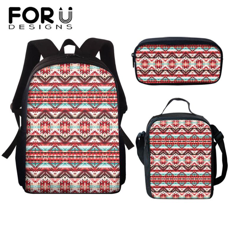 

School Bags FORUDESIGNS 3Pcs Backpacks For Teen Girls Vintage Aztecs Design Women's Travel Student Picnic Mochilas Female Backpack 2021