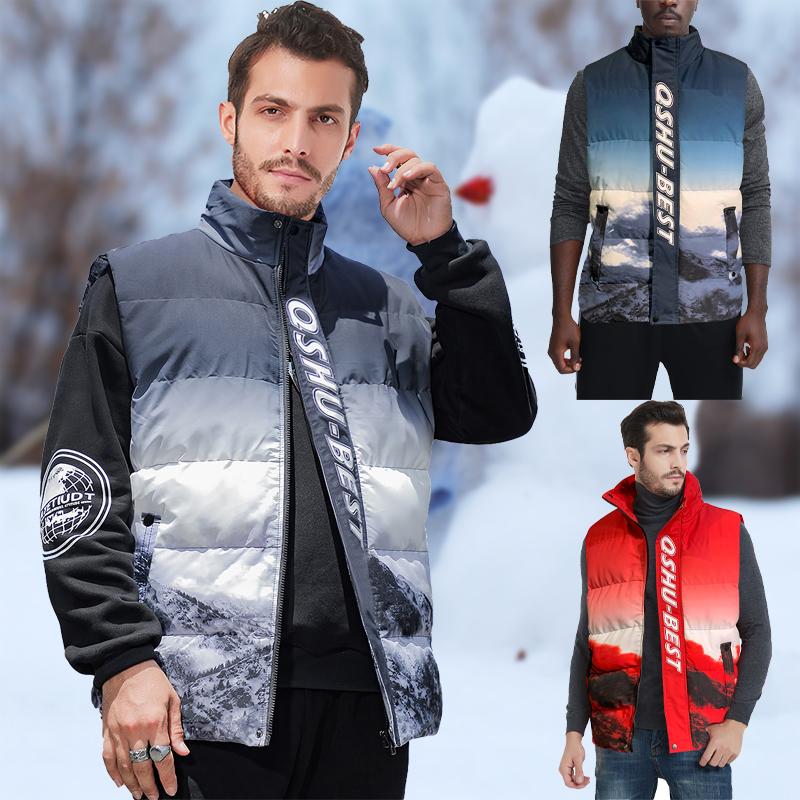 

Men' Vests Winter Snow Mountain 3D Printed Windproof Warm Vest Men Trendy Comfortable Breathable Jacket Cold-proof Sleeveless Tops, Black