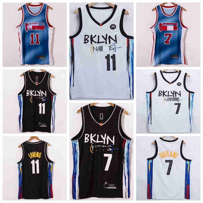 

BrooklynNetsNCAA Mens Kevin 7 Durant Basketball Jerseys 11 Irving 13 Harden Jersey 2021 City Swingman edition Blue Black White