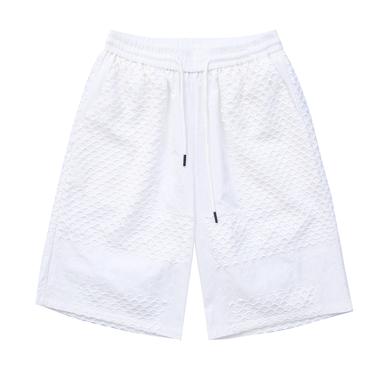 

High Street Mesh Breathable Solid White Black Summer Shorts Mens and Womens Drawstring Wide Leg Casual Oversize Five Point Pants