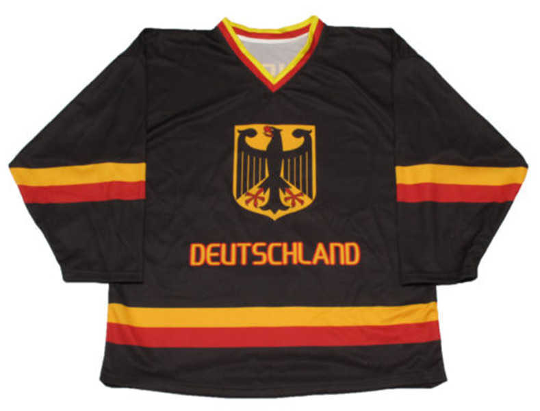 

29 Leon Draisaitl Team Germany Deutschland Hockey Jersey Embroidery Stitched Customize any number and name Jerseys, Black
