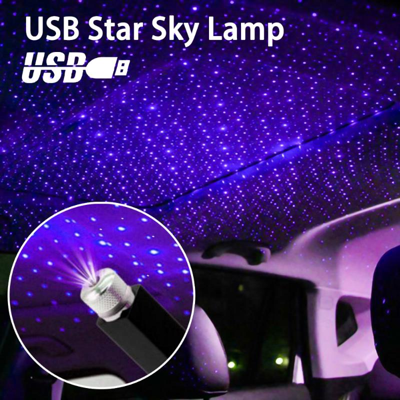 

Interior&External Lights USB Car Roof Atmosphere Star Sky Lamp Ambient Light LED Projector Purple Night Adjustable Multiple Lighting Effects