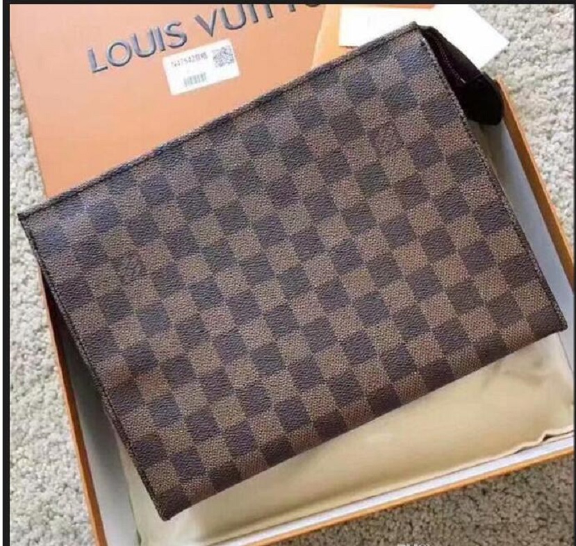 

LVLOUISBAGVITTON Classic 00 Presbyopic Checkerboard Canvas Toiletry Bag Cosmetic Bag Large Clutch Shoulder Bag Class, Red;black