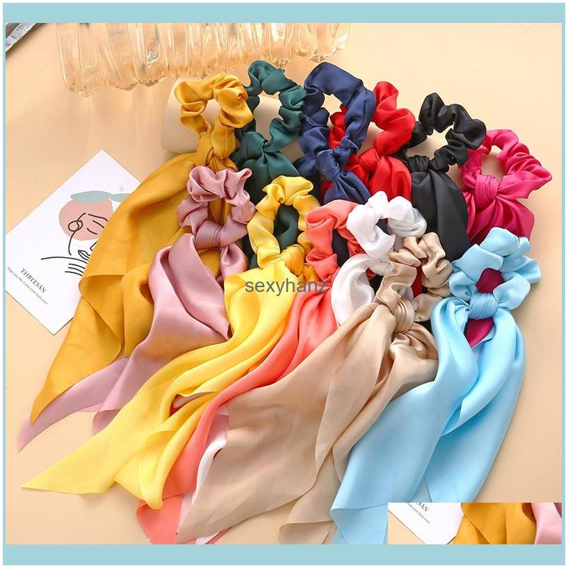 

Pony Tails Holder Jewelry Long Ribbon Women Ponytail Scrunchies Scarf Elastic Bands Knotted Streamer Ties Silky Satin Headwear Hair Aessorie