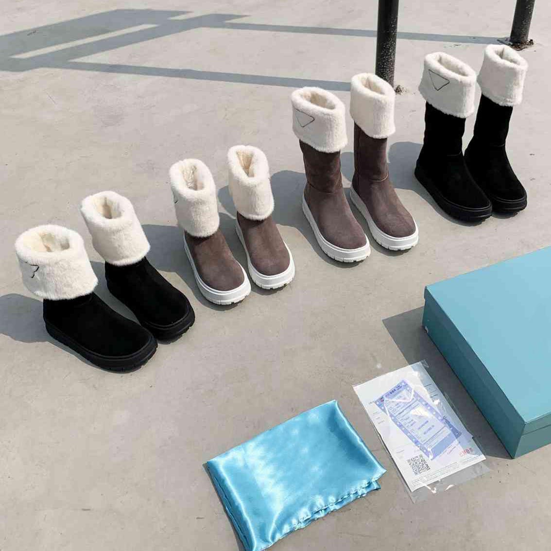

Wholesale classic luxury designer mid-tube snow boots flat heel midsole plus velvet warm Martin boots cotton shoes size 35-41, No shoes