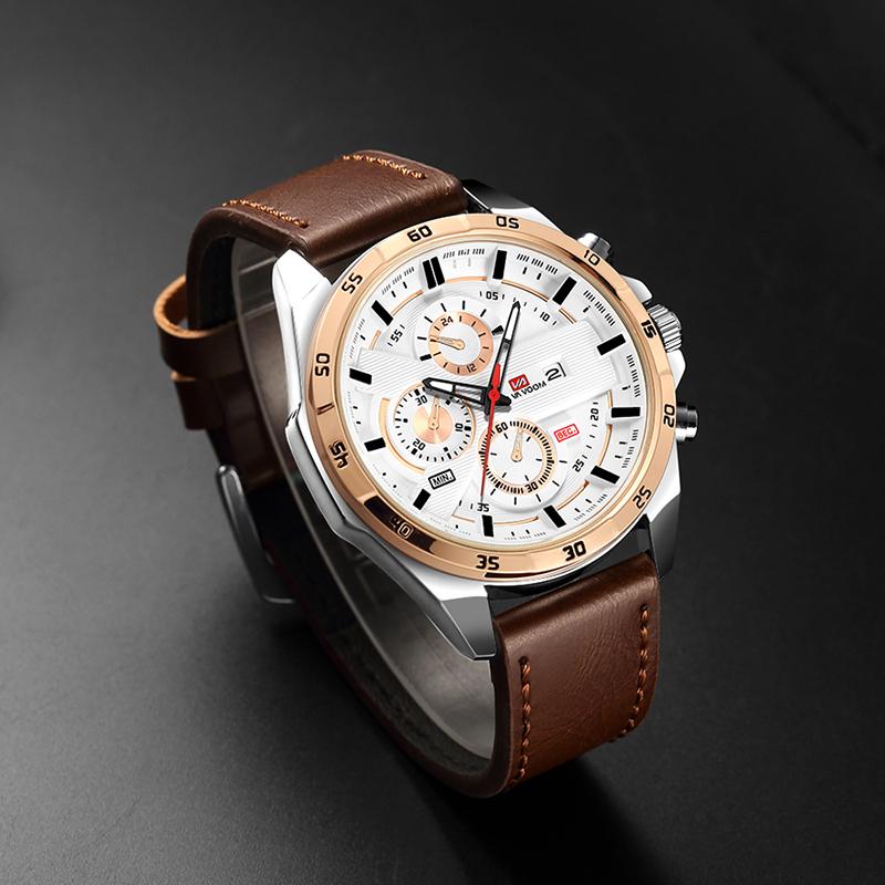 

Wristwatches VA VOOM Fashion Sport Quartz Big Dial Wristwatch Waterproof Watches Reloj Hombre Watch Relogio Masculino Men Date Clock, Black white brown