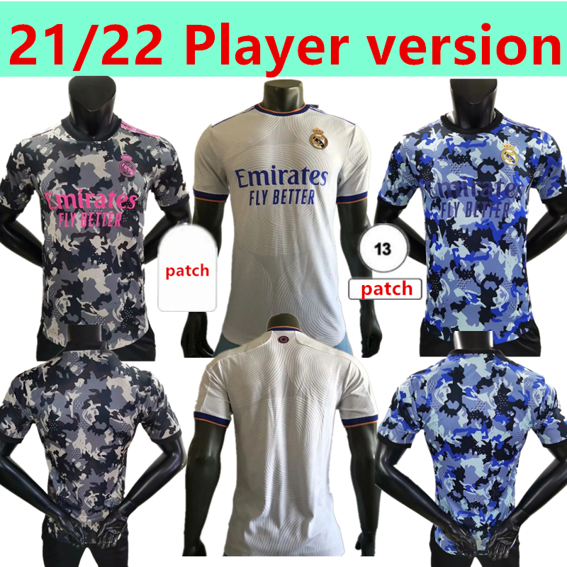 

REAL MADRID Soccer Jerseys 21 22 HAZARD Football Shirts SERGIO RAMOS BENZEMA ASENSIO MODRIC MARCELO Camiseta Player Version uniform, Pink