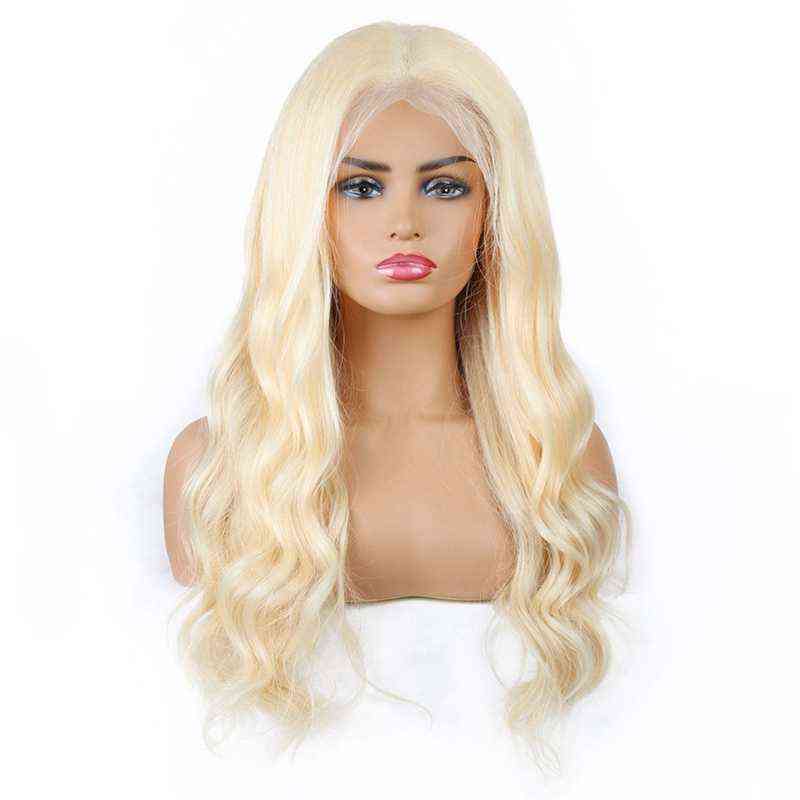 

Meetu 13*1 Transparent Lace Frontal Human Hair Wigs Front Wig Body Straight Brazilian Peruvian for Women All Ag 8-28inch 613 Blonde Color, Peruvian hair