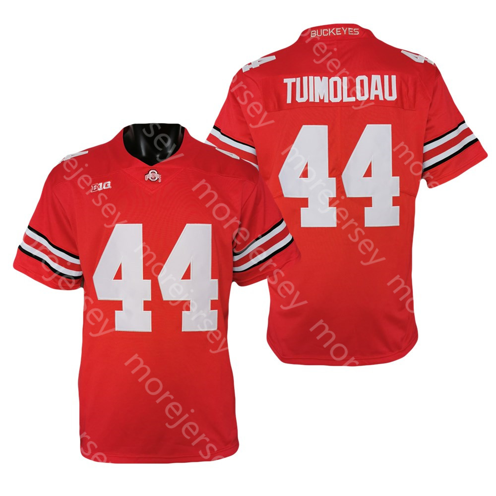 

NCAA College Ohio State Buckeyes Football Jersey J.T. TUIMOLOAU Red Size S-3XL All Stitched Embroidery, As pic