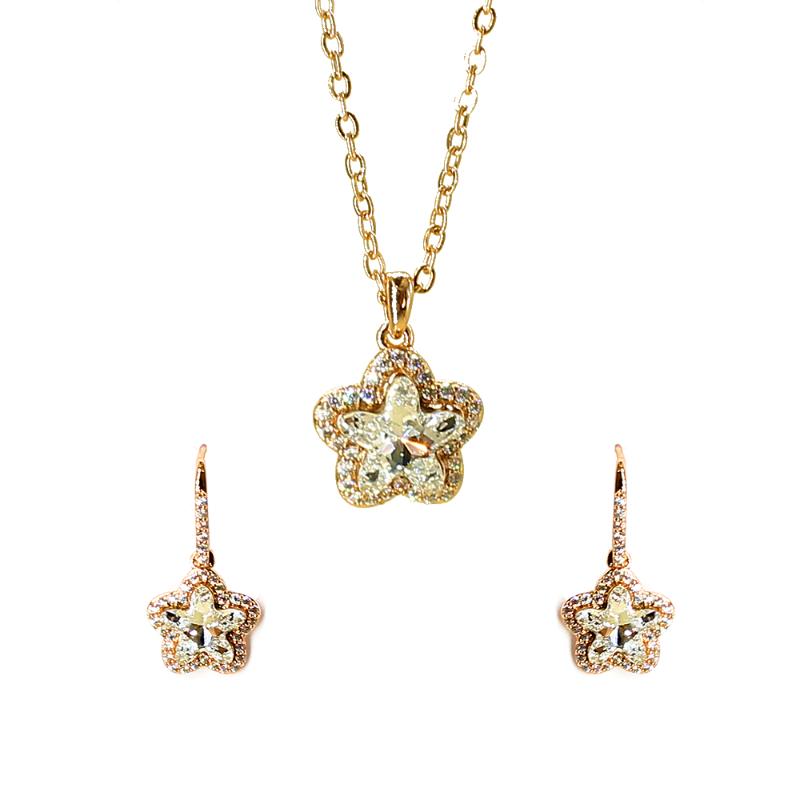 

Earrings & Necklace Classical White Flower Design Crystal Drop Sets For Women Wedding Bridal Trendy Zircon Jewelry Set Dropship, Silver