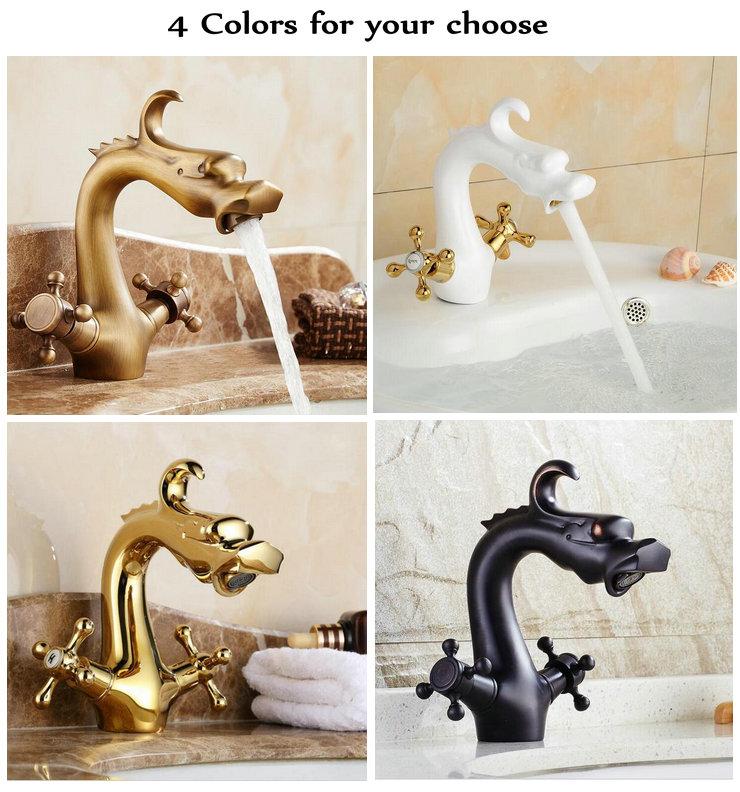 

Bathroom Sink Faucets Dragon Style Luxury Copper And Cold Taps Basin Faucet Gold Wash Mixer 5668
