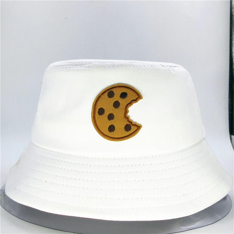 

Cloches Cookies Embroidery Bucket Hat Fisherman Outdoor Travel Sun Cap Hats For Kid Men And Women 219, White