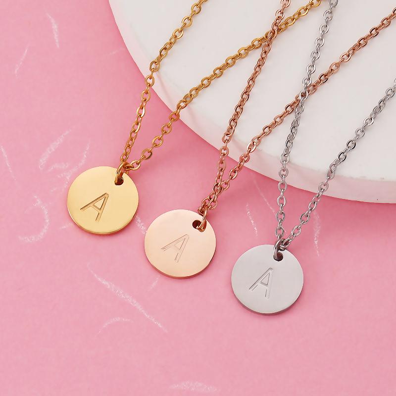 

Pendant Necklaces Fnixtar 20Pcs Engrave Letter Round Stainless Steel Cable Chain For DIY Making Women's Men's Fashion
