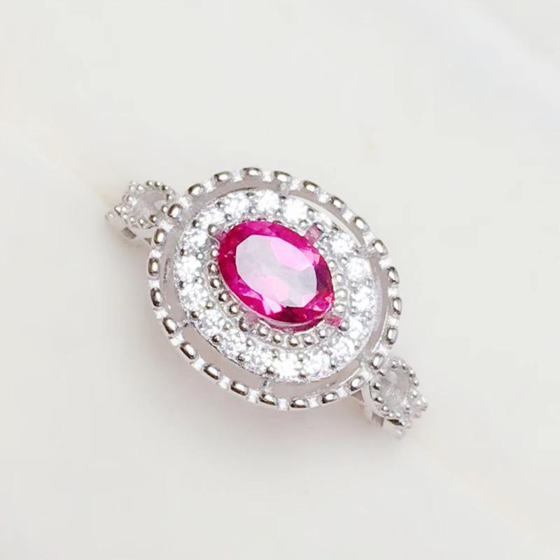

Cluster Rings Natural Real Pink Topaz Luxury Ring Per Jewelry 6*8mm 1.6ct Gemstone 925 Sterling Silver Fine T207289, Golden;silver