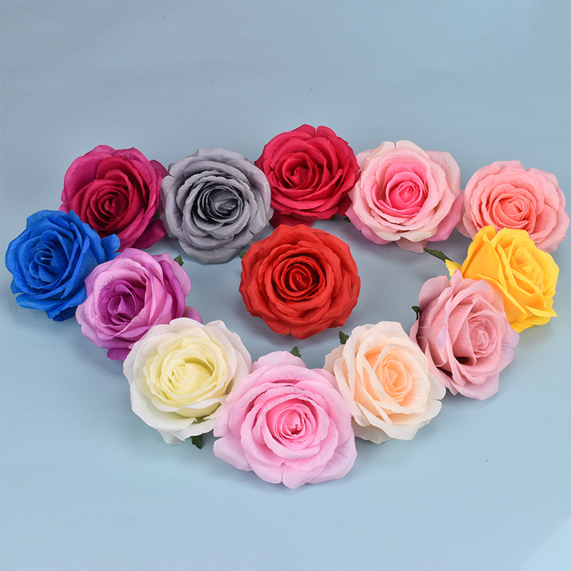 

30pcs 10Cm Artificial Rose Silk Flower Heads for Wedding Decoration DIY Wreath Gift Box Scrapbooking Craft Fake Plant, Grey