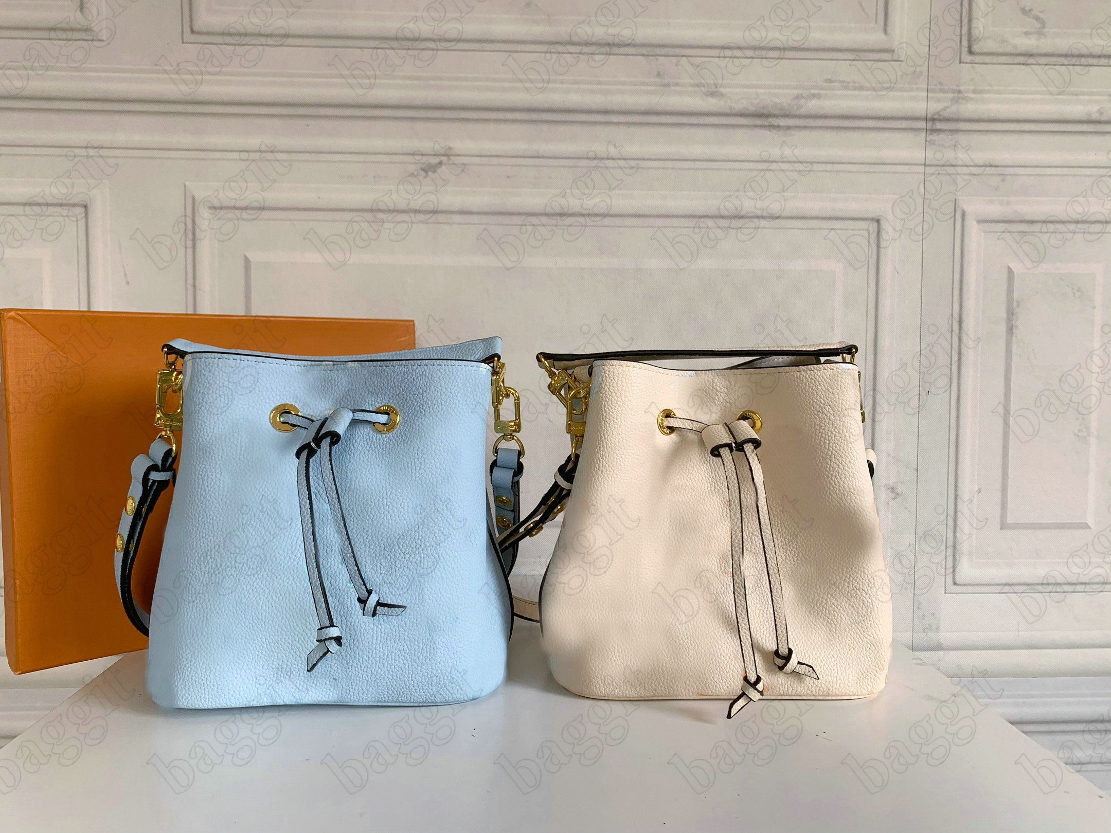 

NEONOE BB Bucket Bag Summer Blue Pink Yellow By The Pool 2021ss Womens Designer Drawstring Handbag CrossBody Handle Bags With Clutch Purse Wallet, For make up difference fees;no bag