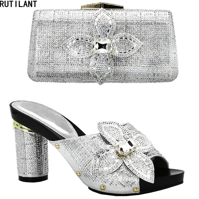 

Dress Shoes Italian With Matching Bags Nigerian Women Wedding And Bag Decorated Rhinestone Woman Set, Black