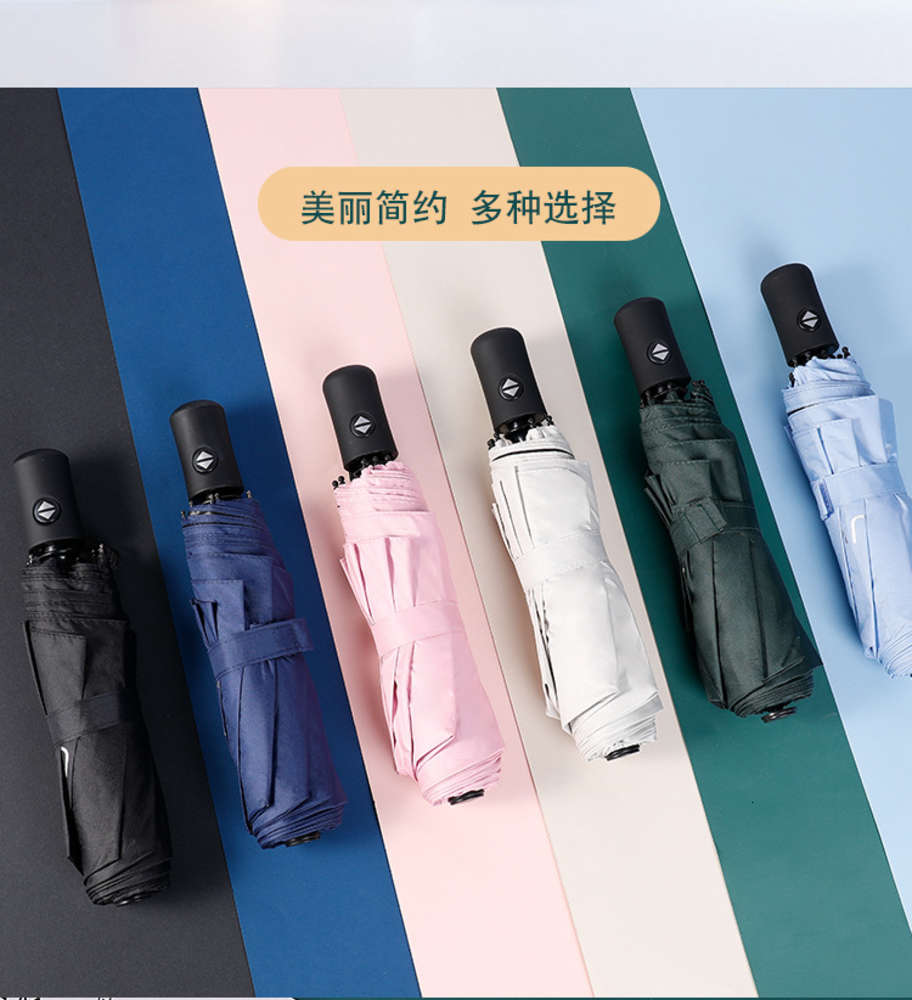 

UV black plastic sun umbrella sunny sunscreen women's three fold advertising