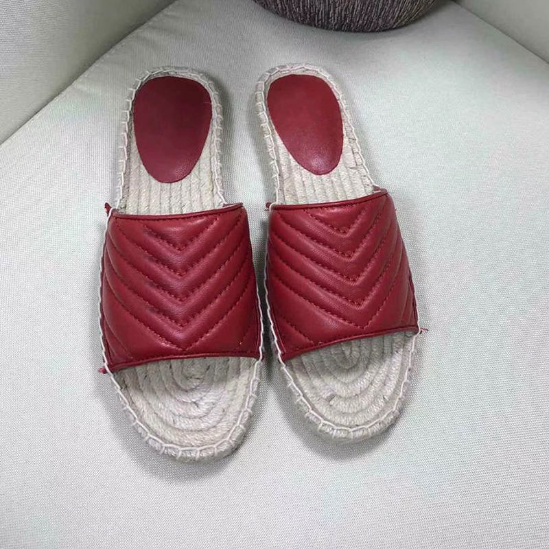 2021 femmes pantoufle en cuir blanc Espadrille rayures paille pêcheur sandales avec deux tons toile en plein air plage épaisse sandale NO30