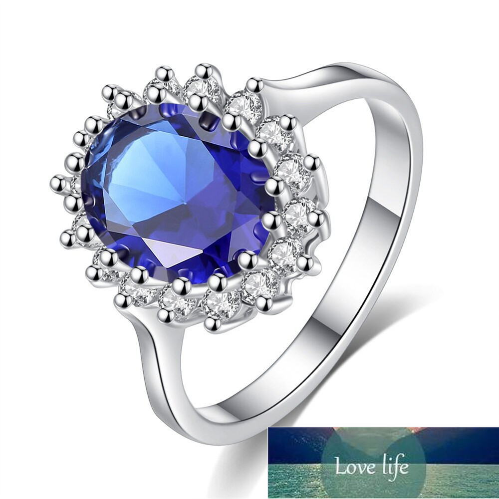

Princess Diana William Kate Middleton's Created Blue Ring Charms Engagement Wedding Women Jewelry