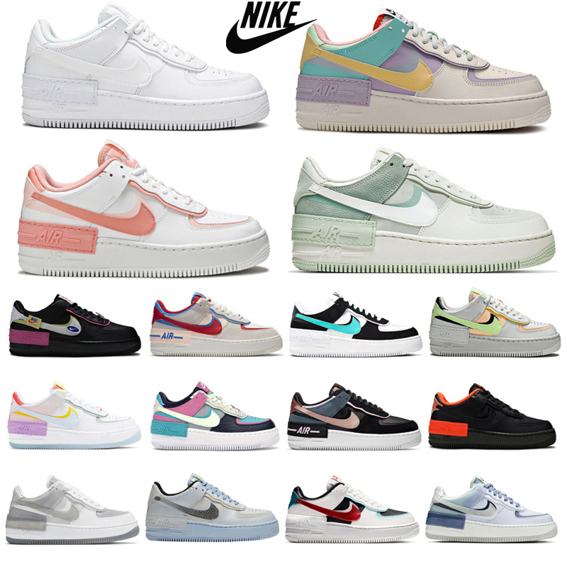 

Nike Air Force 1 Shadow Women Men Casual Shoes Pale Ivory White Coral Pink Platform Walking Outdoor Sports Sneakers 36-45, #25