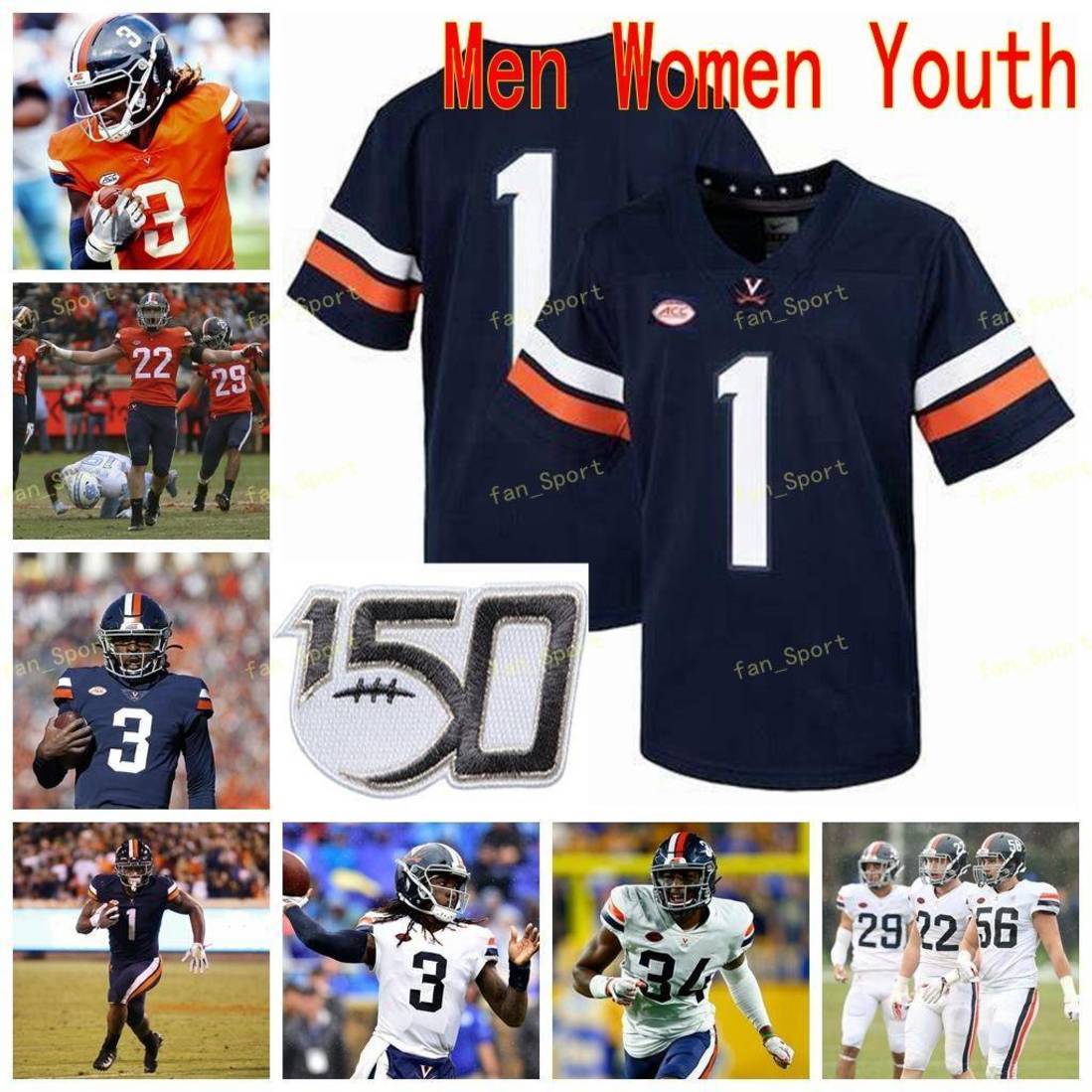 

NCAA College Jerseys UVA Virginia Cavaliers 1 Ellis 1 Nick Grant 10 Brennan Armstrong 13 Terrell Jana 6 Kurt Benkert Custom Football Stitched, As