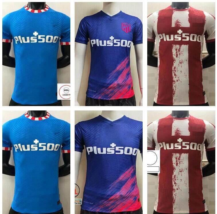 

Player version 21/22 Atletico Madrid Soccer Jerseys #9 SUAREZ #7 JOAO FELIX Home 2021 2022 Men Kids #11 LEMAR #18 FELIPE Football Shirts uniforms, Black;yellow