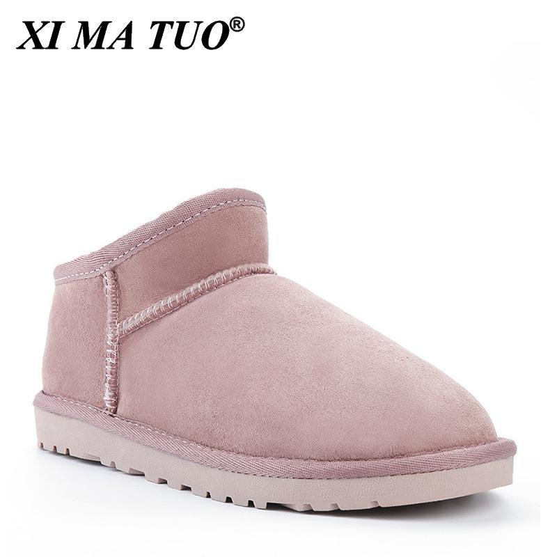 

Boots 2021 Arrive Nature Wool Sheepskin Real Fur Mini Ankle Winter Casual Women Snow High-qualIty Genuine Leather Lady Shoes, Black