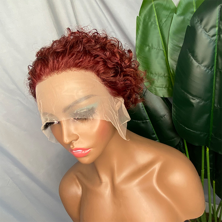 

2021 Promotion Wholesale Low Price Pixie Curly Lace Frontal Wig Supplier Wholesale and Retail Virgin Human Hair Top Quality Available Multiple Color Optional, Black