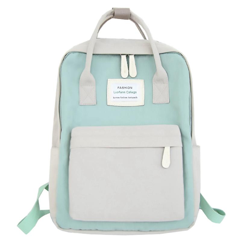 

Backpack Fashion Lady Waterproof Canvas Travel Girls Bag(Green Plus White)