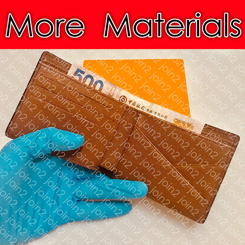 

M61695 PORTEFEUILLE MULTIPLE WALLET Designer Fashion Men's Short Pocket ID Damier Wallet Organiser NM Card Holder Pochette Cles Accessories, Brown with flowers