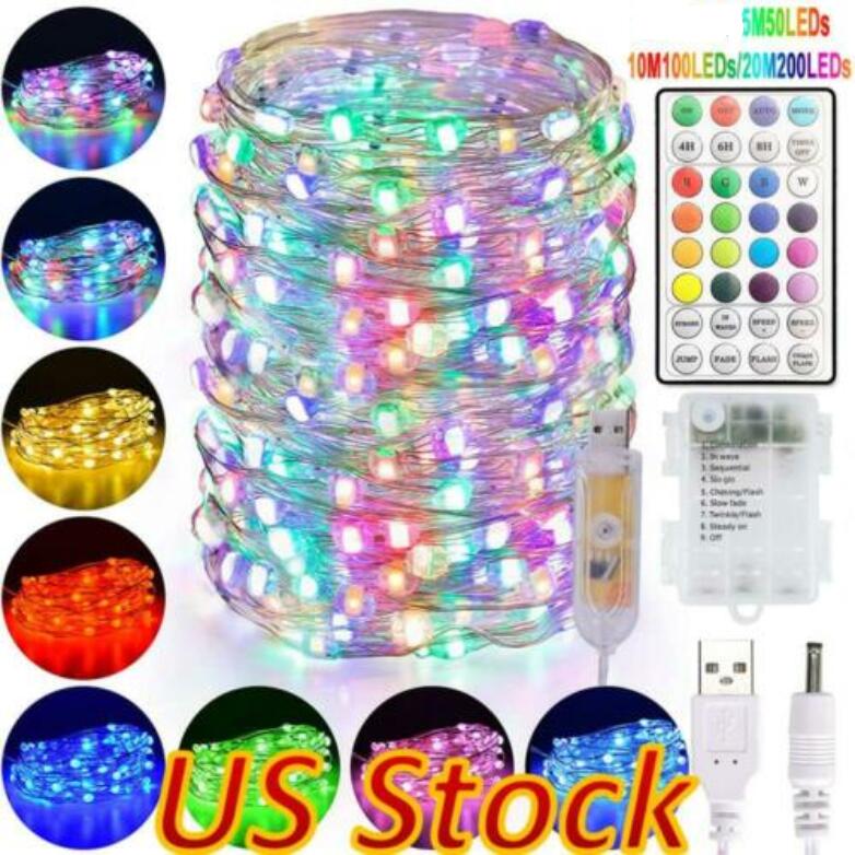 

LED String Lights RGB Point APP Remote Control 50 100 200 LEDs USB Copper Wire Phantom Lamp Colorful Waterproof 5V Decorative Lamp for Christmas Tree