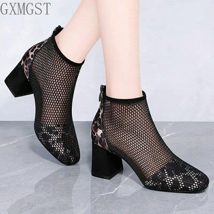 

Dress Shoes 2021 Summer Mesh Sandals Sexy High Heels Single Women European And American Spring Gauze Mu Jie, Black