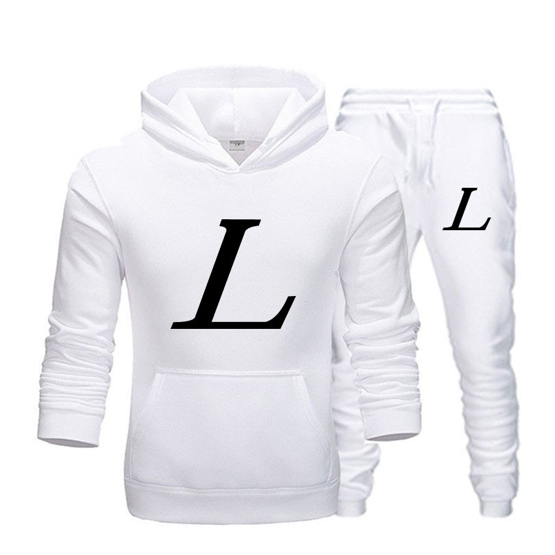 

Men's Tracksuits sports suit Classic letters Tops and pants gray Hooded pullover Sweatshirt+sweatpants spring autumn outdoor leisure home S-3XL