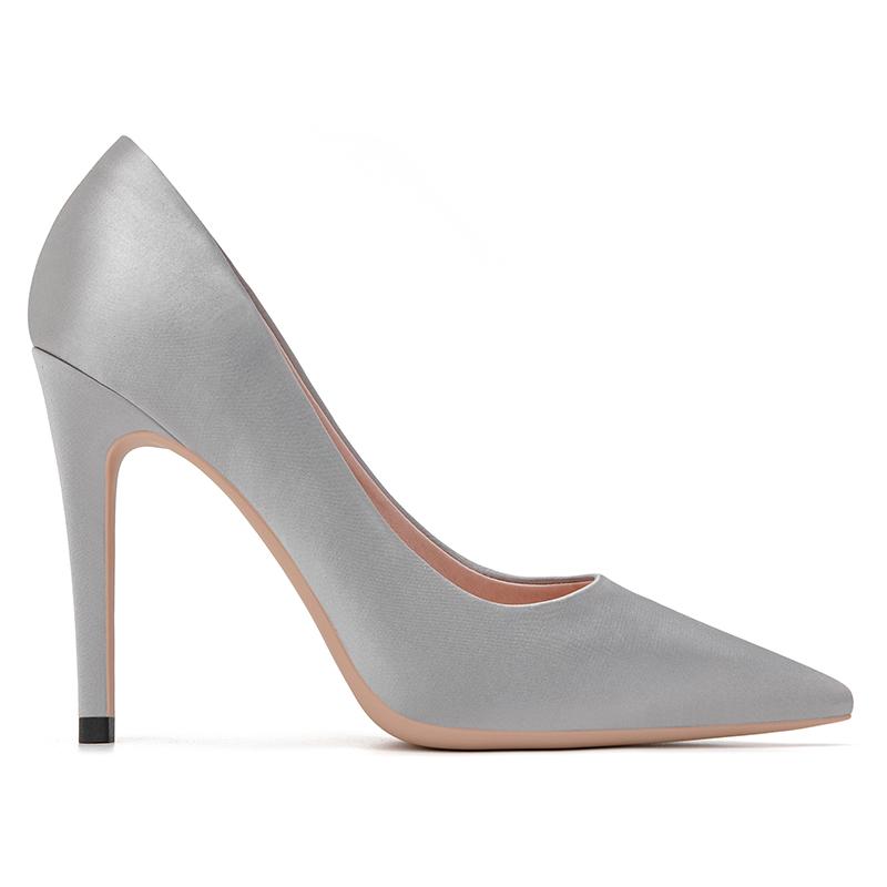 

Dress Shoes Spring Simple Pointed Stiletto High Heel Large Size Small Satin Wedding Candy Color Banquet Women's, Flat bottom