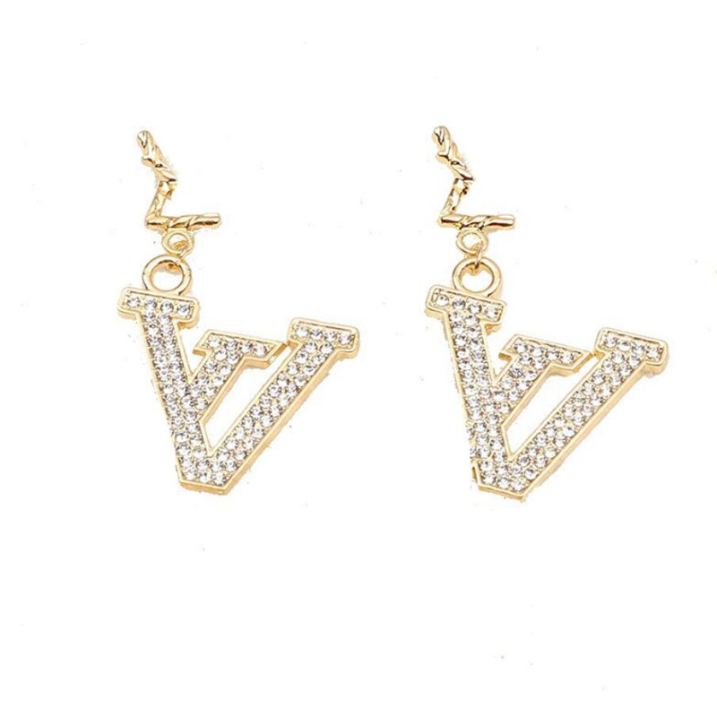 

Designer Earrings 18K Gold Plated Stud Designers Brand Geometry Letters Women Crystal Rhinestone Earring Wedding Party Jewerlry ER0397-ER0398, Golden;silver
