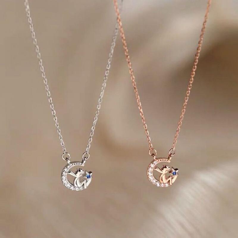 

Lockets 2021 Fashion Little Prince Moon Pendant Necklace 925 Sterling Silver Clavicle Chain Luxury Fine Jewelry Women Wedding Gift