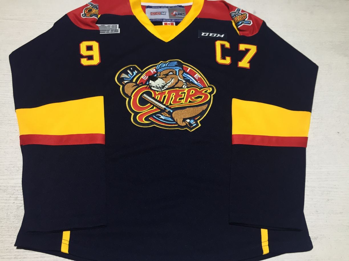 

Customized Mens OHL 97 CONNOR MCDAVID Hockey INSCRIBED 'CHL ROY 2013' ERIE OTTER CCM JERSEY Road Navy Jerseys Stitched S-6XL, Blue